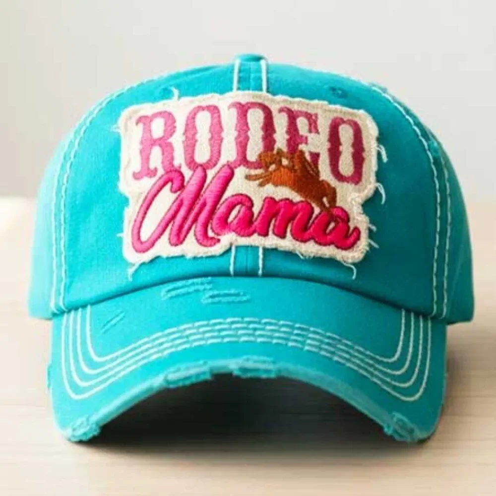 Ladies Teal Rodeo Mama Female Baseball Hat